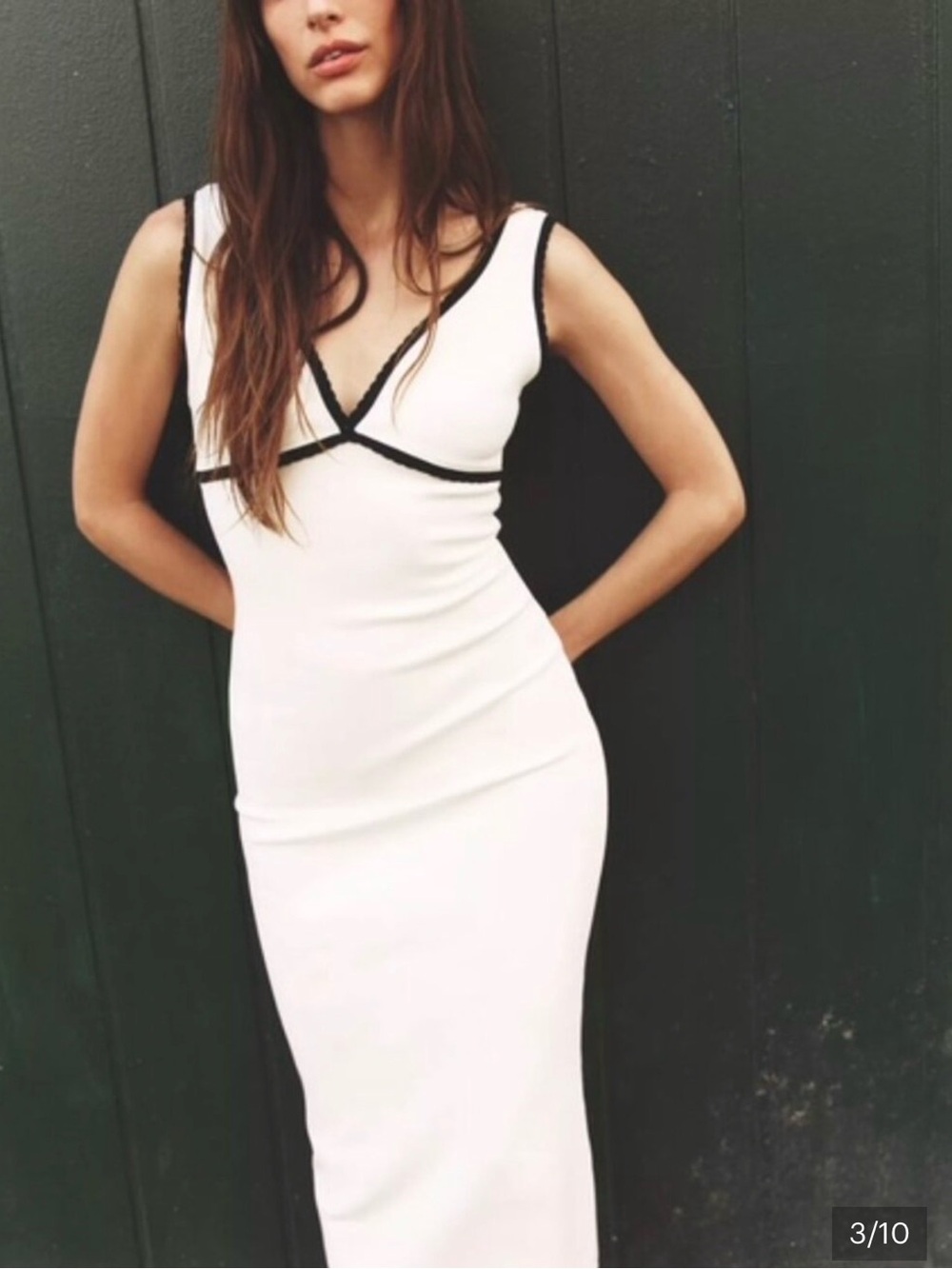 Zara White Maxi Dress with Black Trim